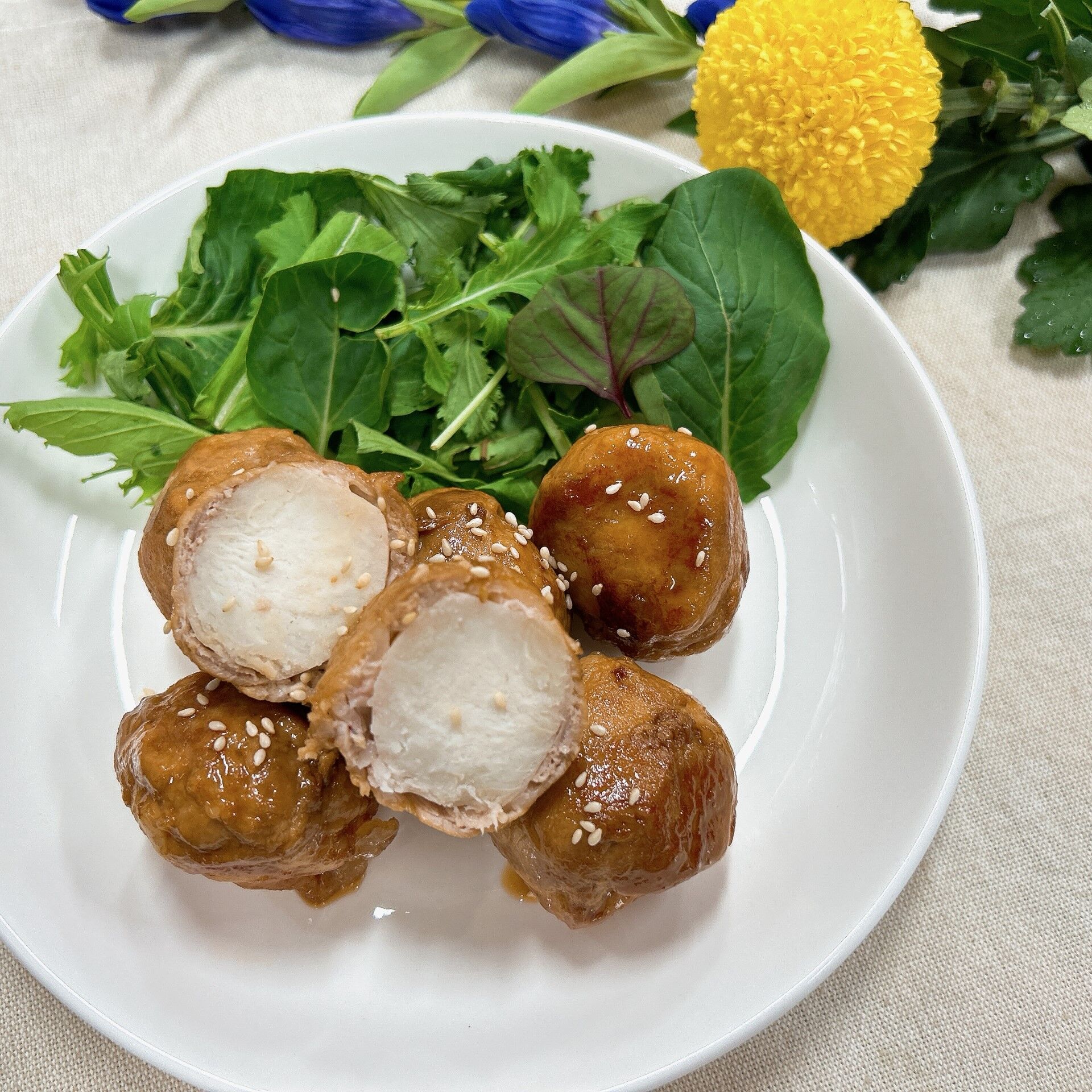 コロッと肉巻きみたらしソース