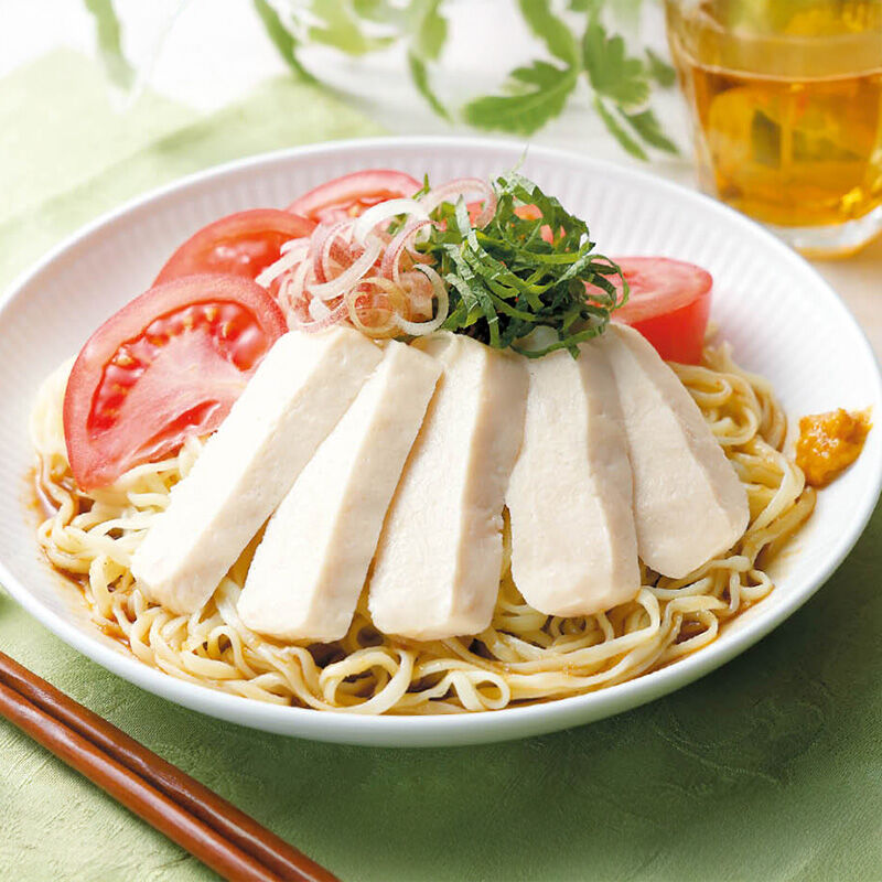 サラダチキンで鶏チャーシュー風涼麺