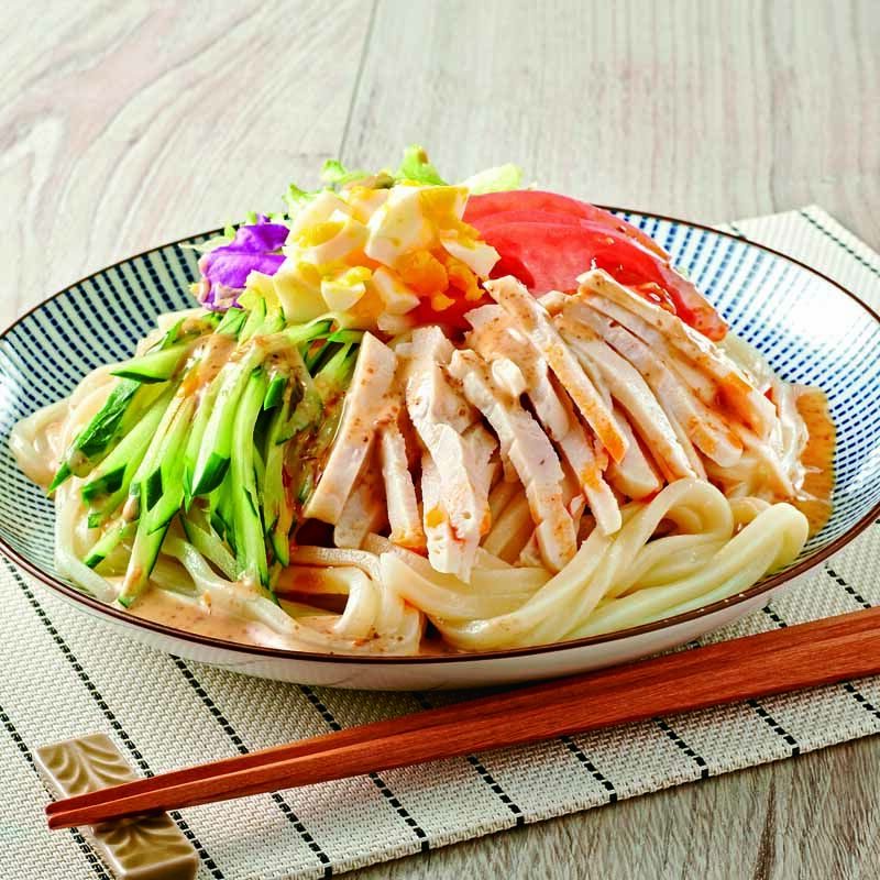サラダチキンでバンバンジーうどん