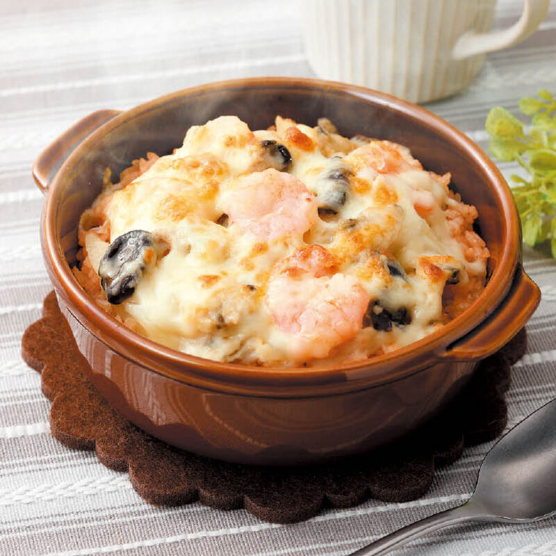 えびとあさりのドリア風シチュー