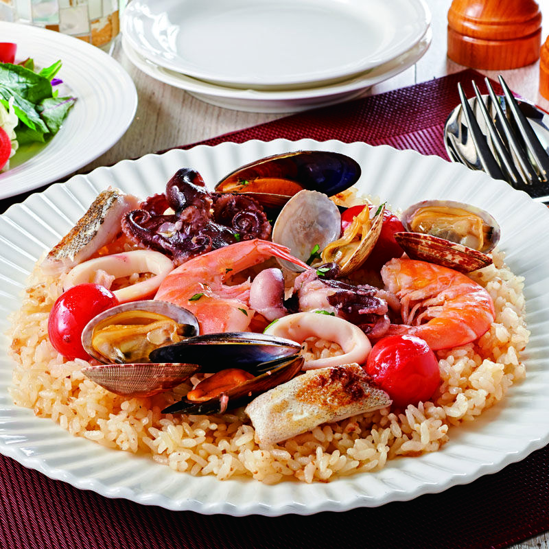 たまねぎドレッシングでパエリア