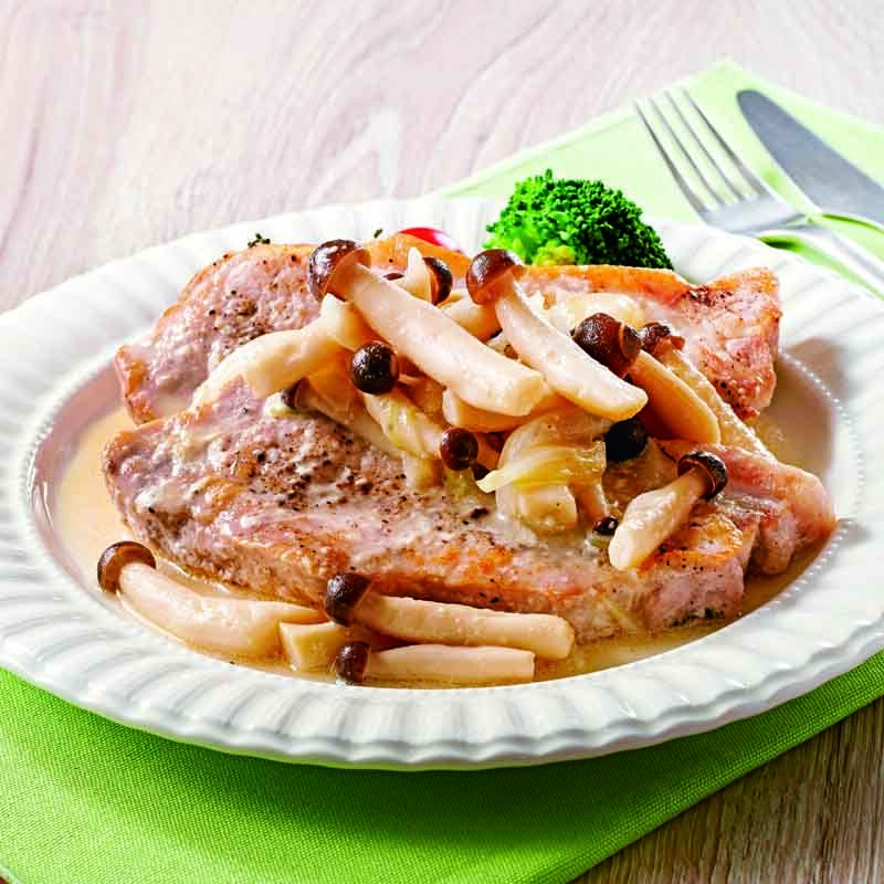 豚肉の茸ソース、ペルージャ風