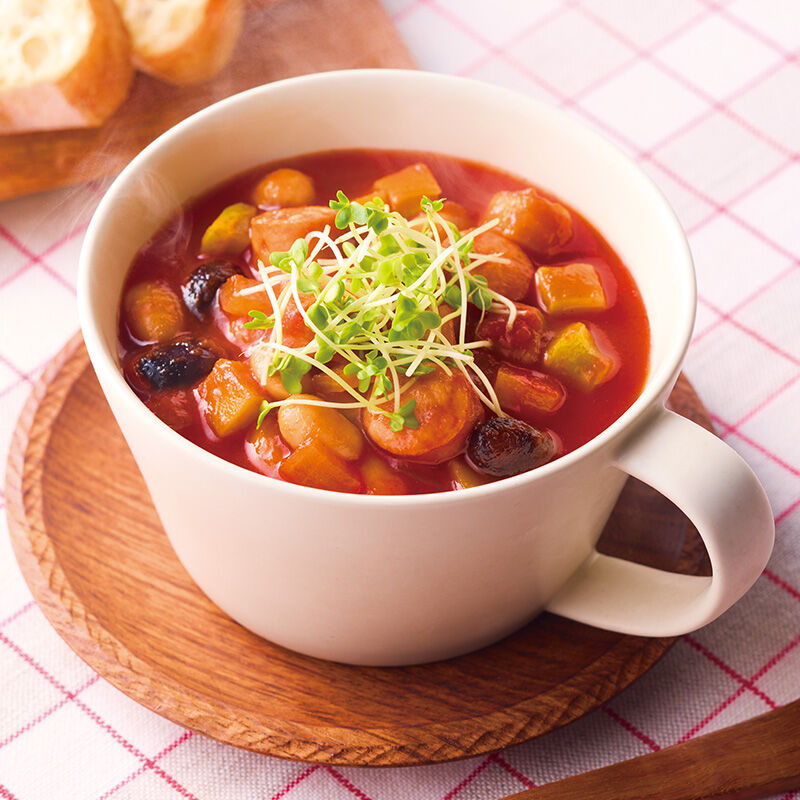 野菜ジュースでミネストローネ