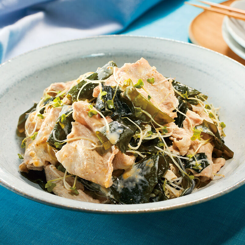 わかめと豚しゃぶのみそマヨだれ