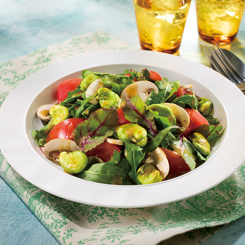 焼きそら豆とトマトのサラダ