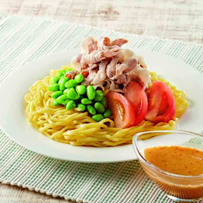 枝豆と豚肉のごまだれ麺