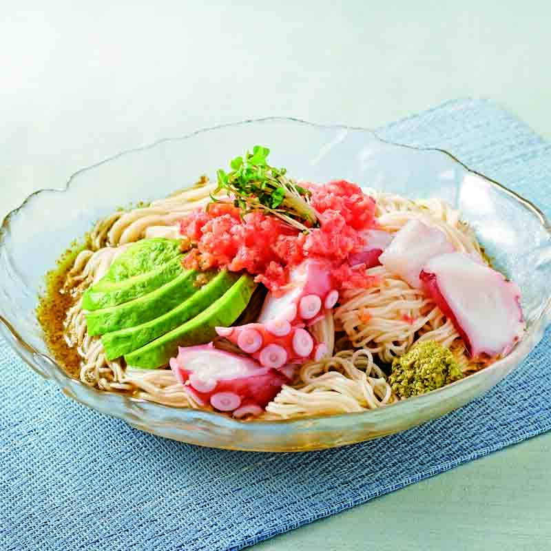 たこと削りトマトのそうめん
