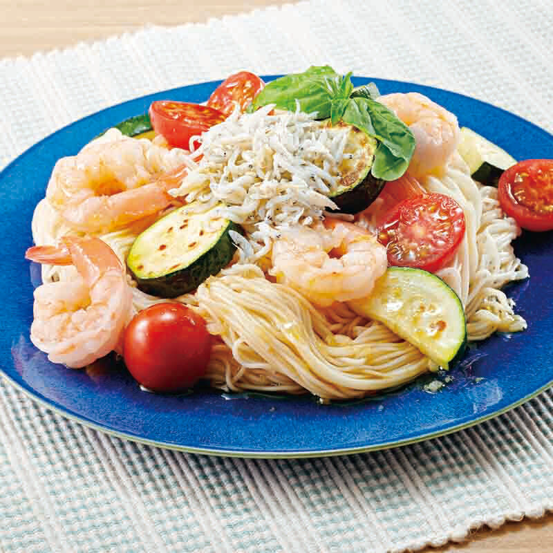 しらすとえびのカッペリーニ風そうめん