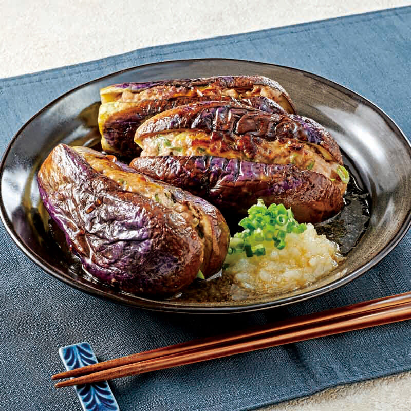 塩こうじ豚つくねで！なすの挟み焼き