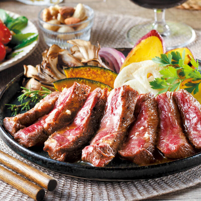 秋野菜と食べる牛肉ソテー