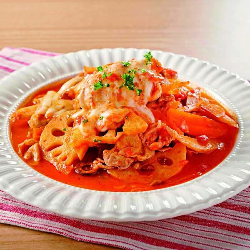 豚肉と根菜のトマトチーズ煮