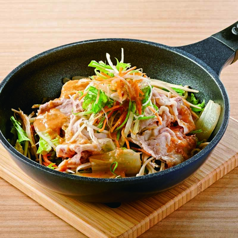 野菜と豚しゃぶのドレッシング蒸し
