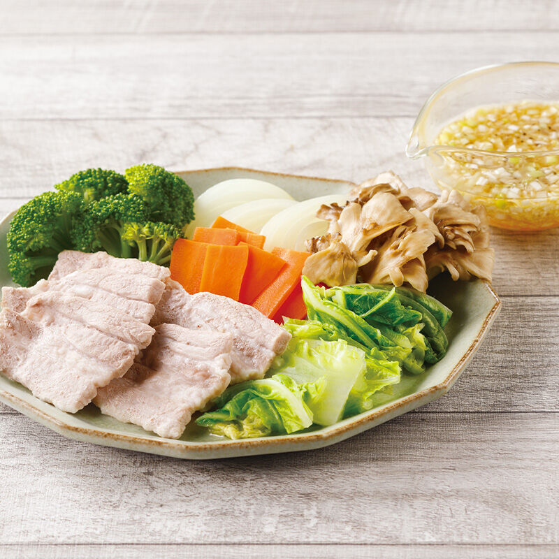 たっぷり野菜のねぎ塩蒸ししゃぶ