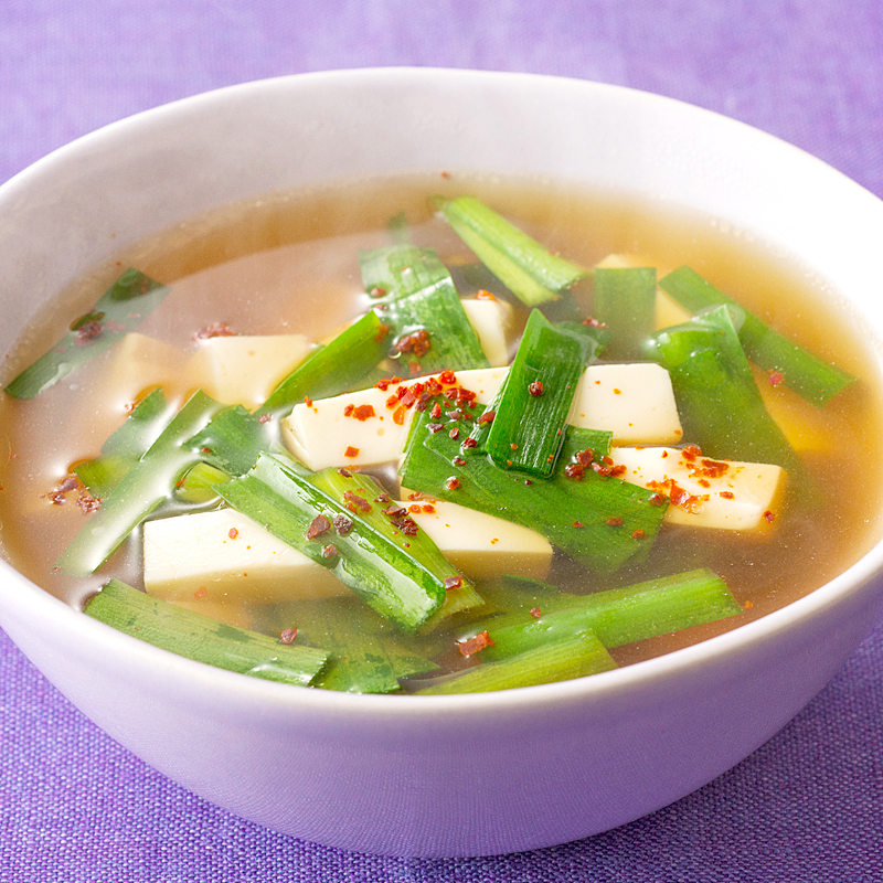 豆腐とにらのスープ
